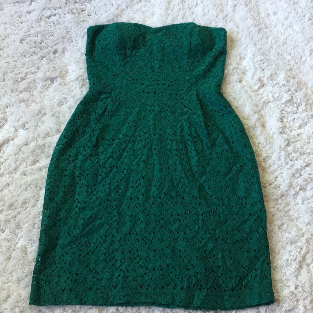 ModCloth green lace strapless dress